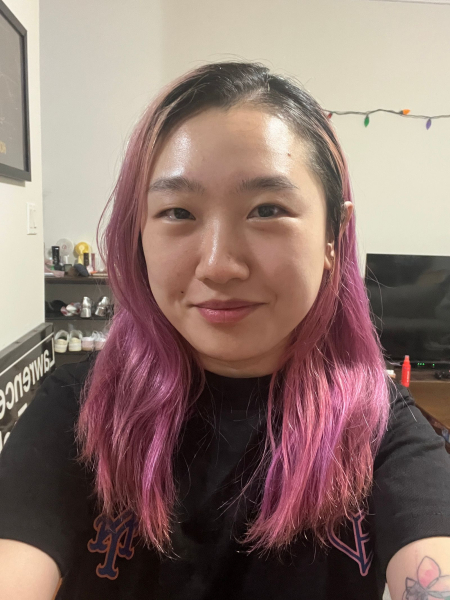 A selfie of Allure commerce editor Sarah Han before using Fable and Mane HoliRoots Hair Oil